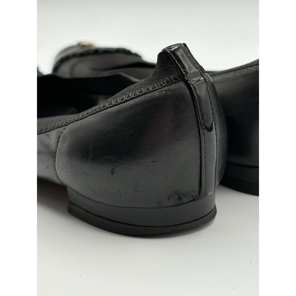 Chanel Black Ballet Flats Patent Leather Cap Toe CC Logo Ruffle Accent EU 35.5 - Picture 10 of 13